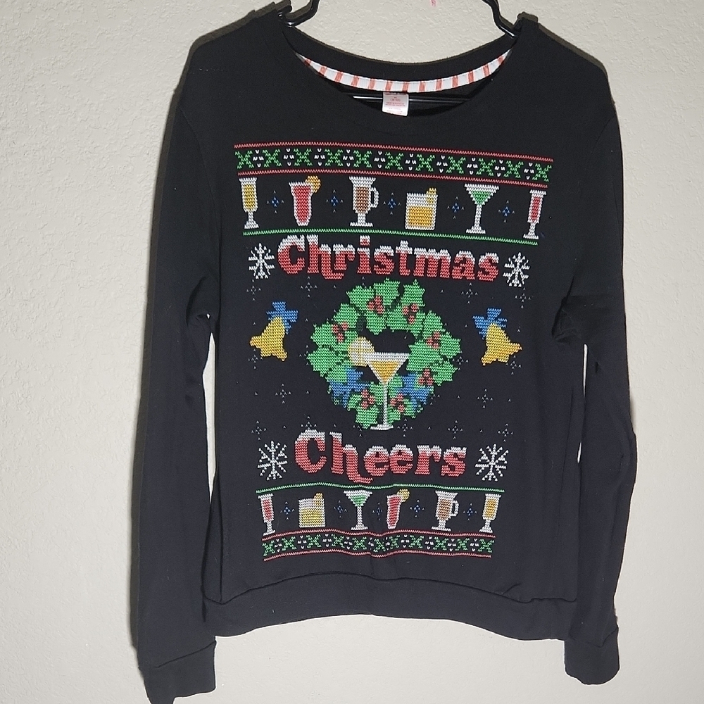 Holiday Time Ugly Christmas Sweater Festive Medium Black